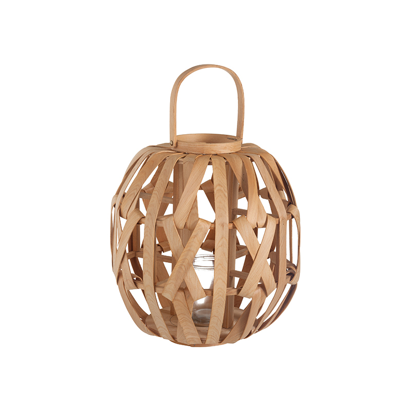 Farol Porta Vela Madera Chip